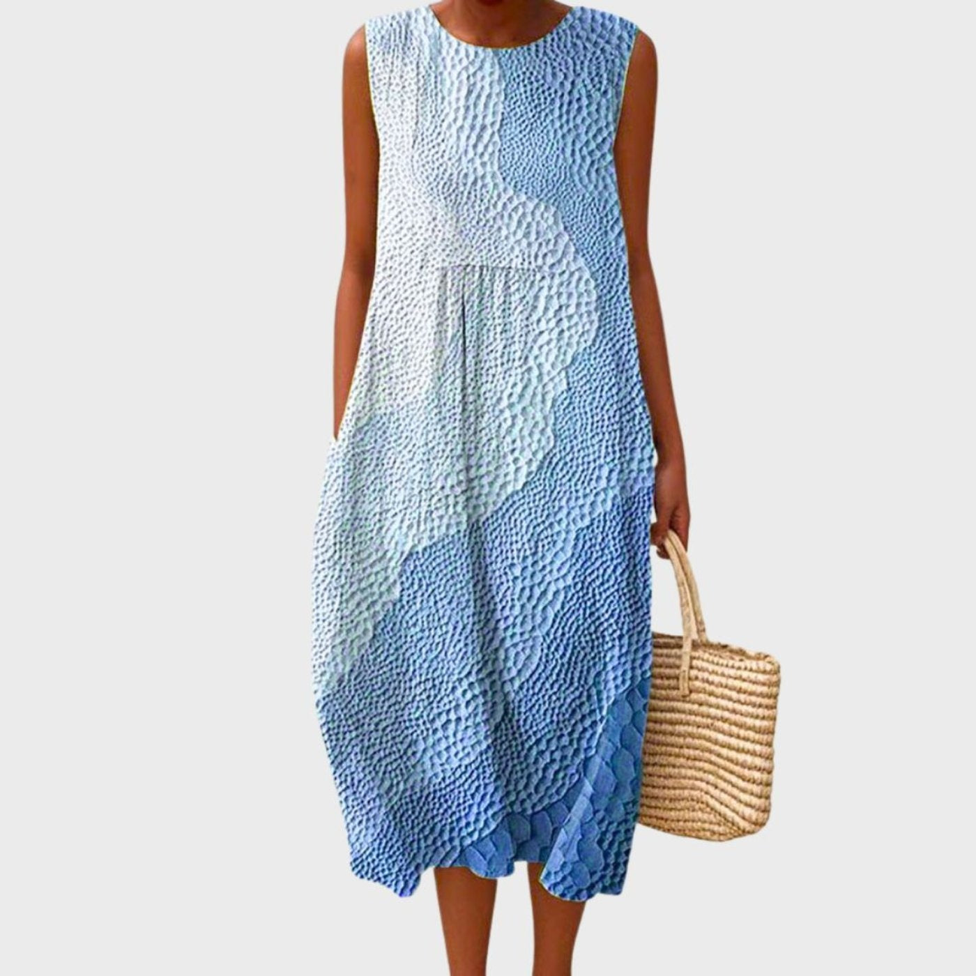 Soledad | Vestido Midi Estampado de Cuadros Sin Mangas Mujer Capas
