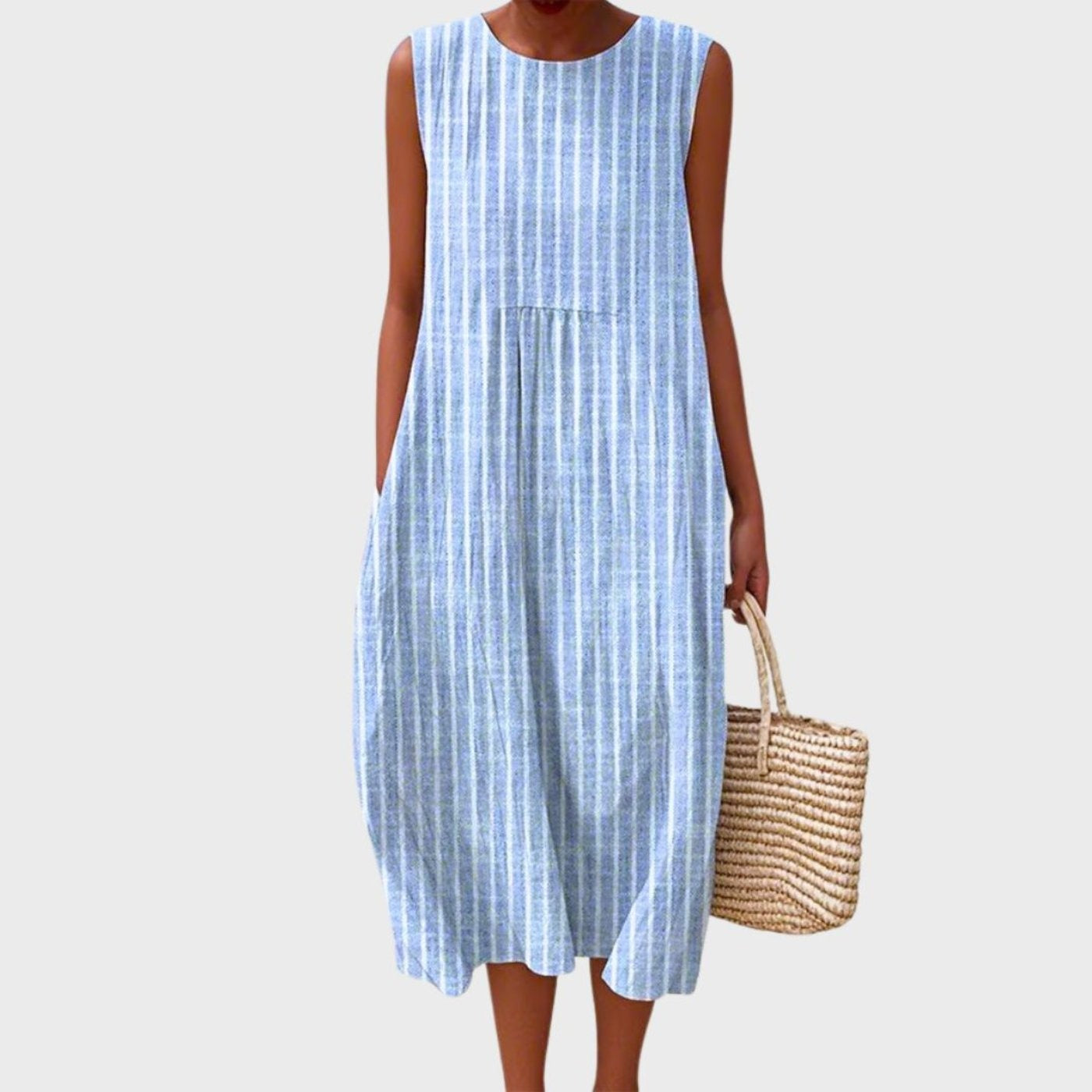 Soledad | Vestido Midi Estampado de Cuadros Sin Mangas Mujer Capas