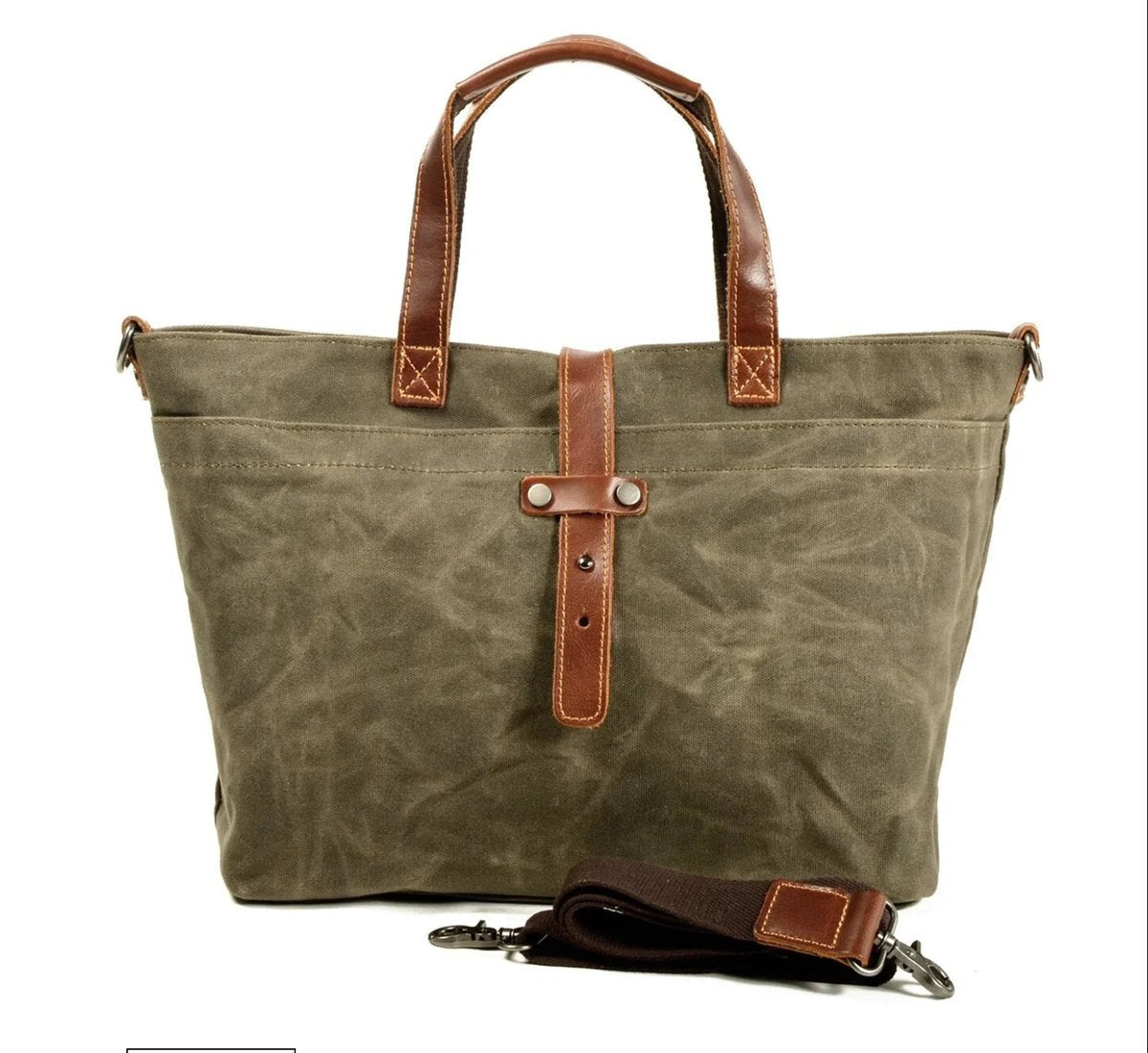 Triana | Tote Bag de Lona Encerada con Detalles de Cuero Mujer Bandolera
