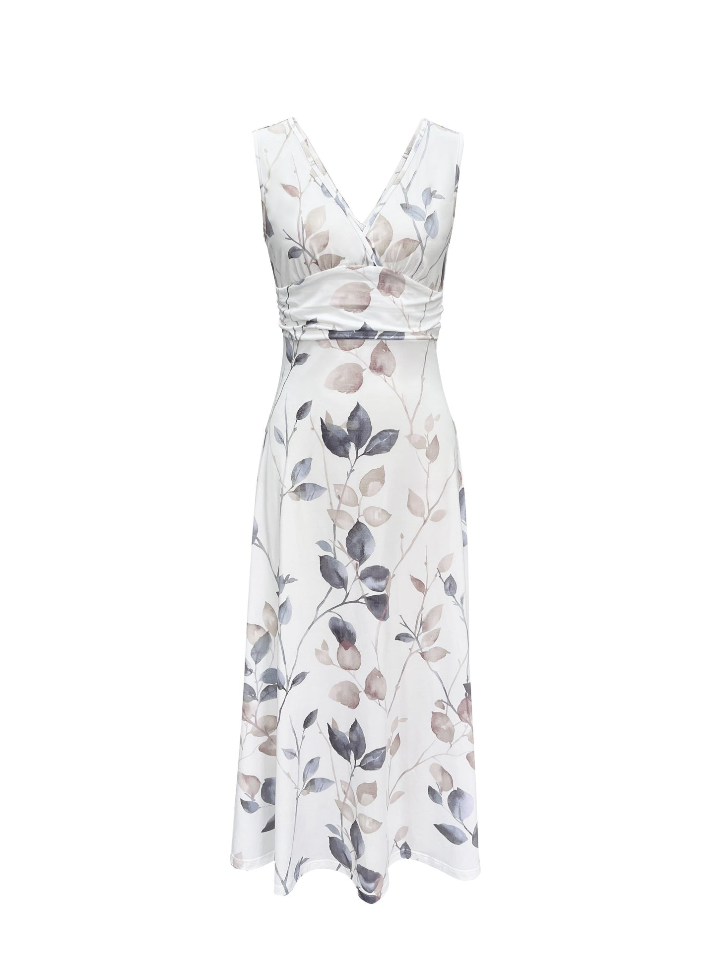 Triana | Vestido Largo de Invitada Estampado Floral Mujer Escote V Sin Mangas