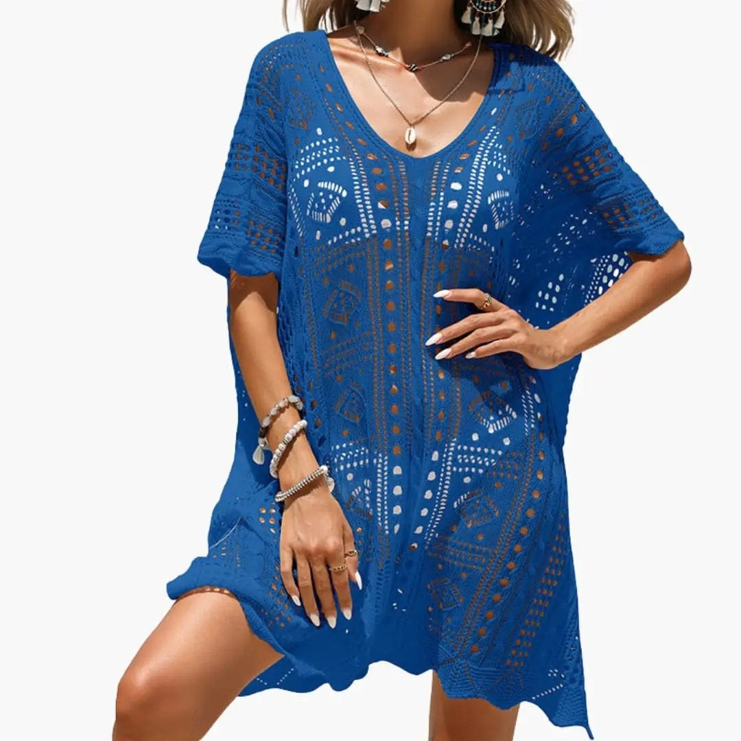 Cayetana | Vestido Corto de Playa Crochet Mujer Escote V