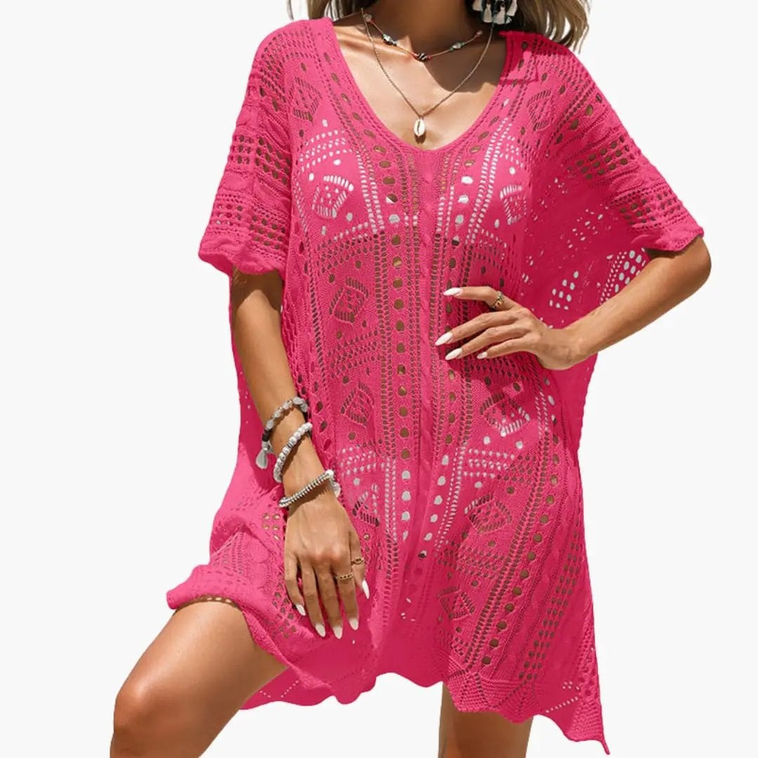Cayetana | Vestido Corto de Playa Crochet Mujer Escote V