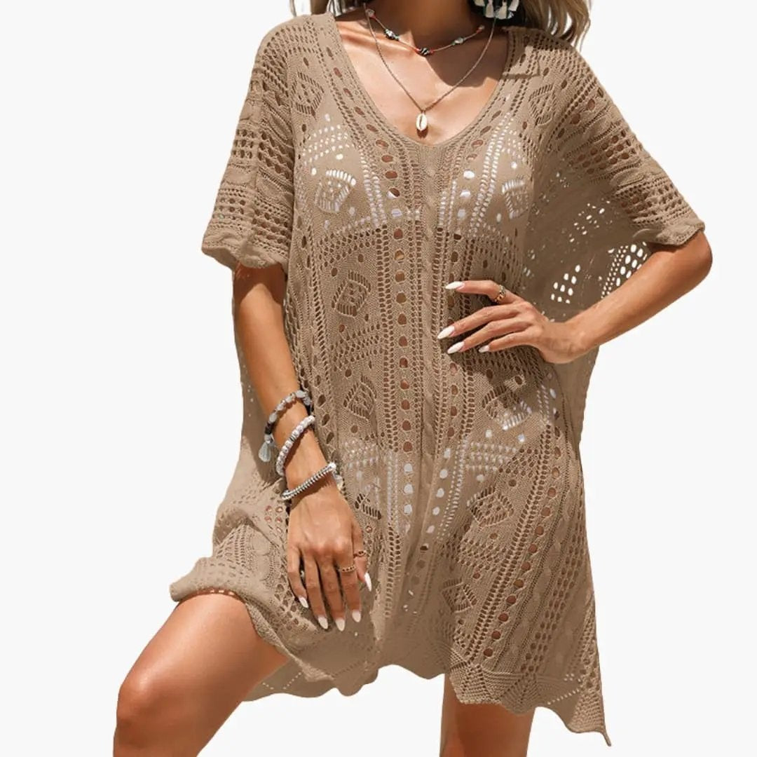 Cayetana | Vestido Corto de Playa Crochet Mujer Escote V