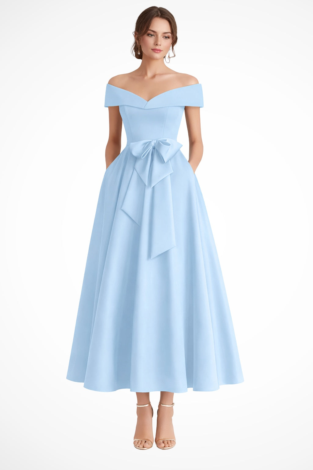 Esperanza | Vestido de Dama de Honor Hombros Descubiertos Mujer Cinturón