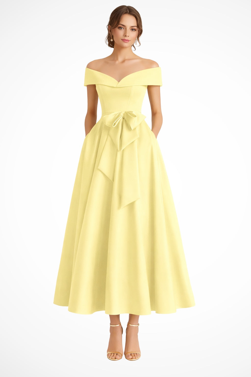 Esperanza | Vestido de Dama de Honor Hombros Descubiertos Mujer Cinturón