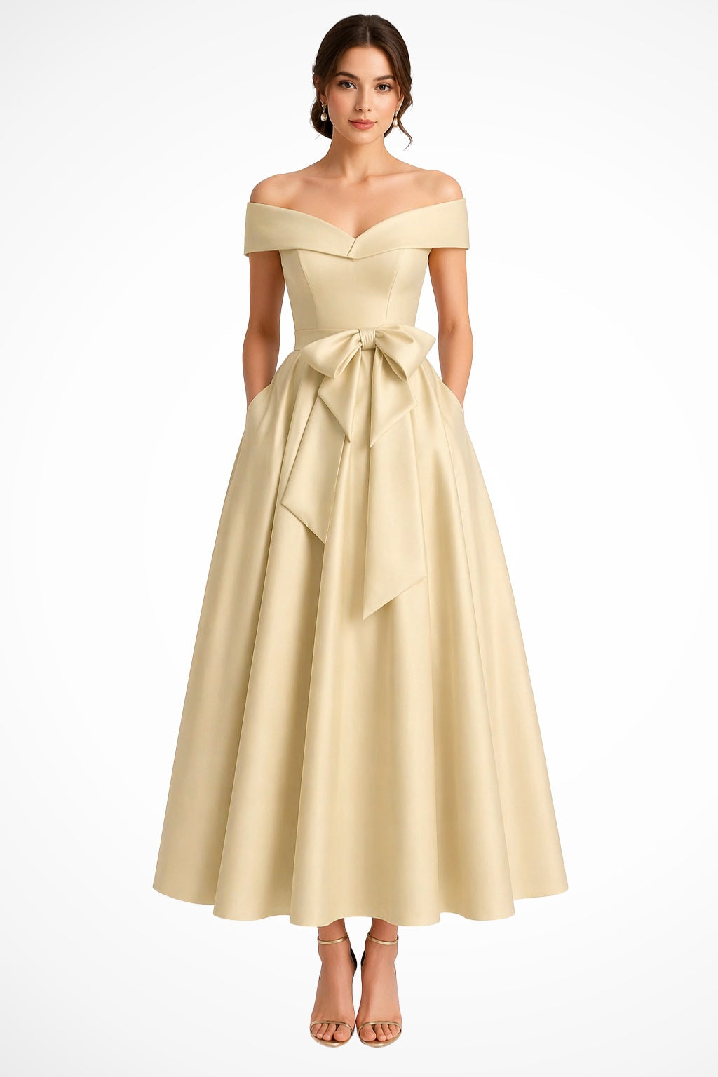 Esperanza | Vestido de Dama de Honor Hombros Descubiertos Mujer Cinturón