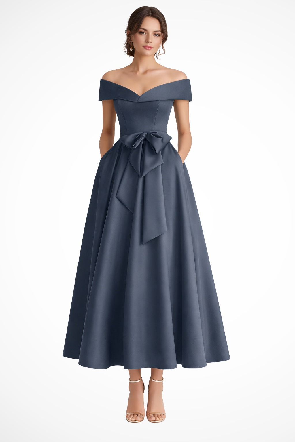 Esperanza | Vestido de Dama de Honor Hombros Descubiertos Mujer Cinturón