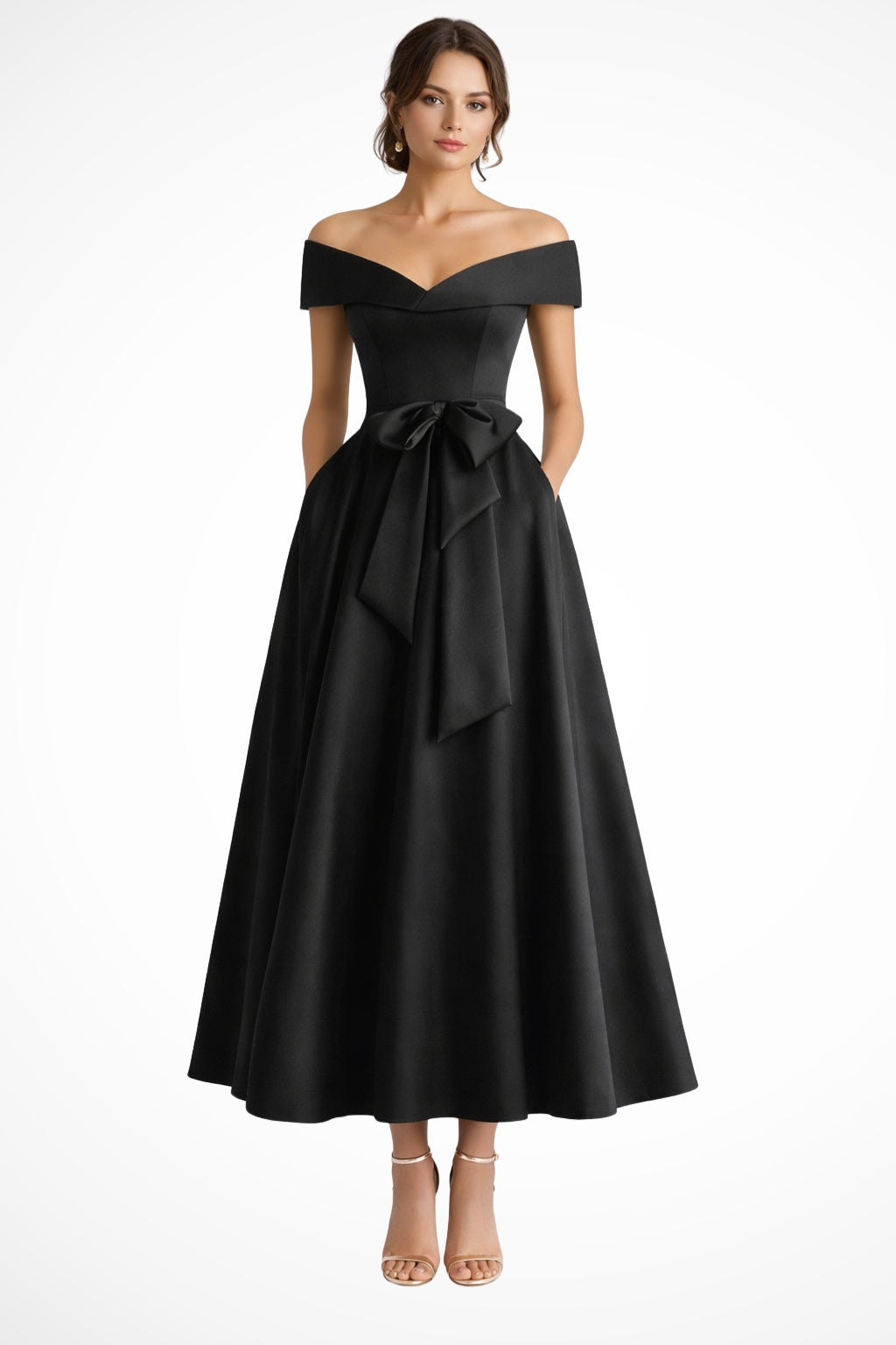 Esperanza | Vestido de Dama de Honor Hombros Descubiertos Mujer Cinturón