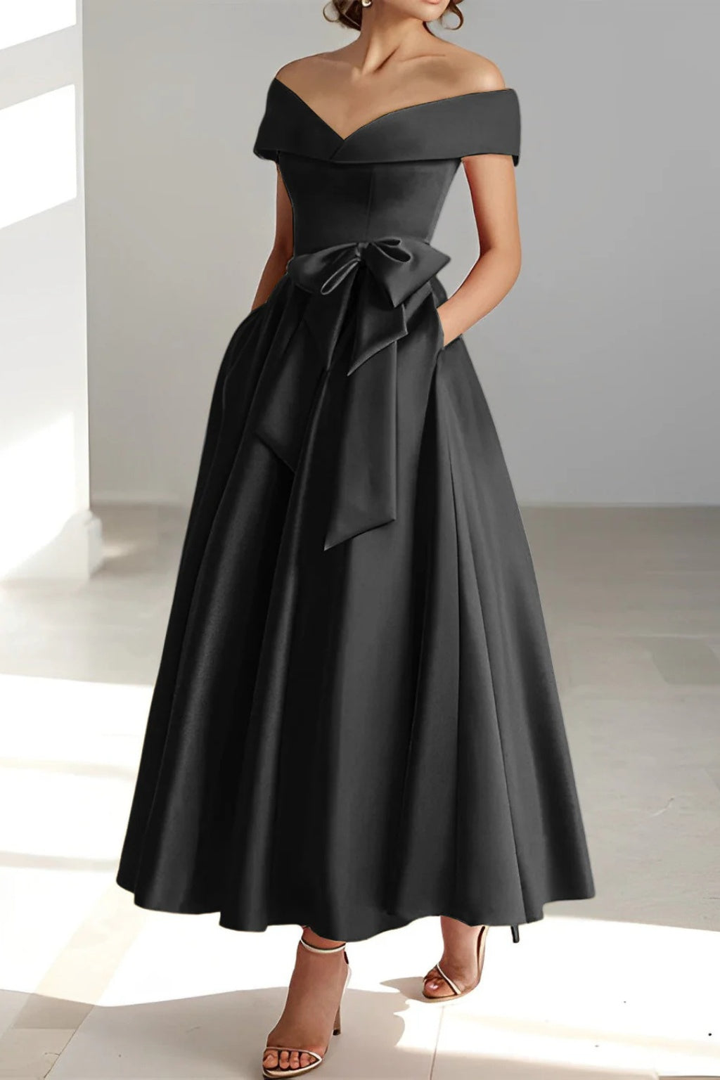 Esperanza | Vestido de Dama de Honor Hombros Descubiertos Mujer Cinturón
