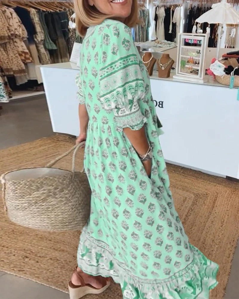 Leticia | Vestido Largo de Verano Boho Estampado Mujer