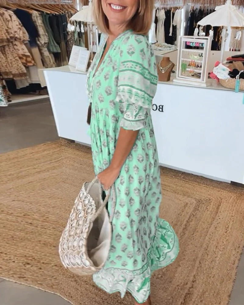 Leticia | Vestido Largo de Verano Boho Estampado Mujer