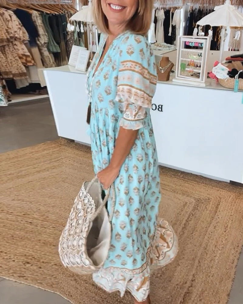 Leticia | Vestido Largo de Verano Boho Estampado Mujer