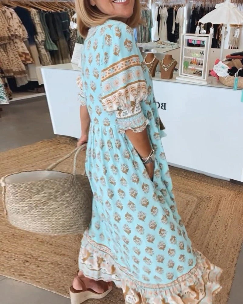 Leticia | Vestido Largo de Verano Boho Estampado Mujer