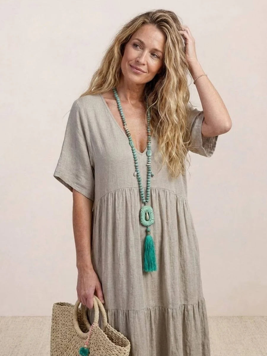 Esperanza | Vestido Largo de Fiesta Mujer Escote V Volantes