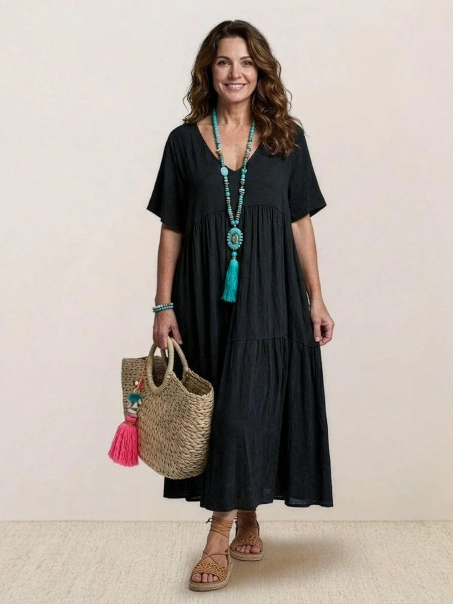 Esperanza | Vestido Largo de Fiesta Mujer Escote V Volantes