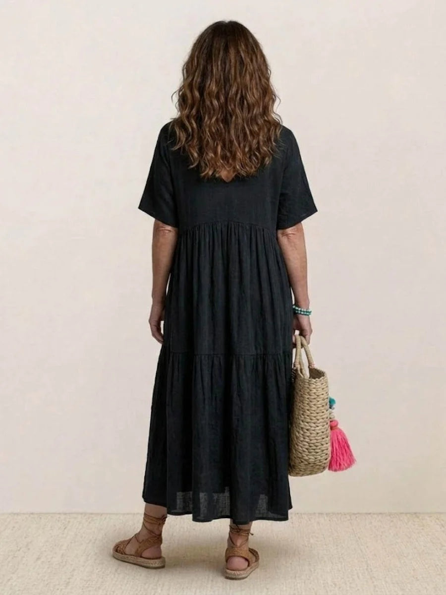 Esperanza | Vestido Largo de Fiesta Mujer Escote V Volantes