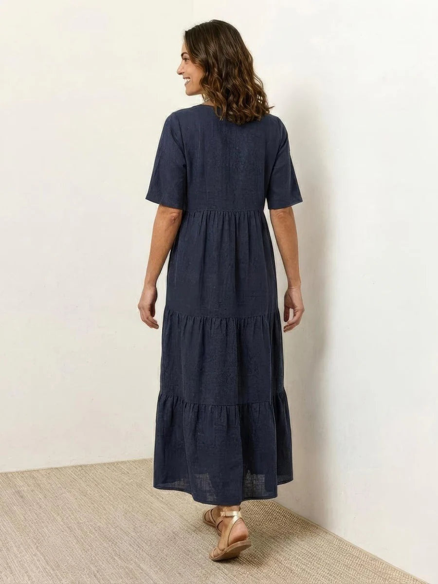 Esperanza | Vestido Largo de Fiesta Mujer Escote V Volantes
