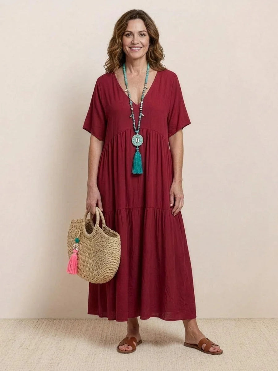 Esperanza | Vestido Largo de Fiesta Mujer Escote V Volantes