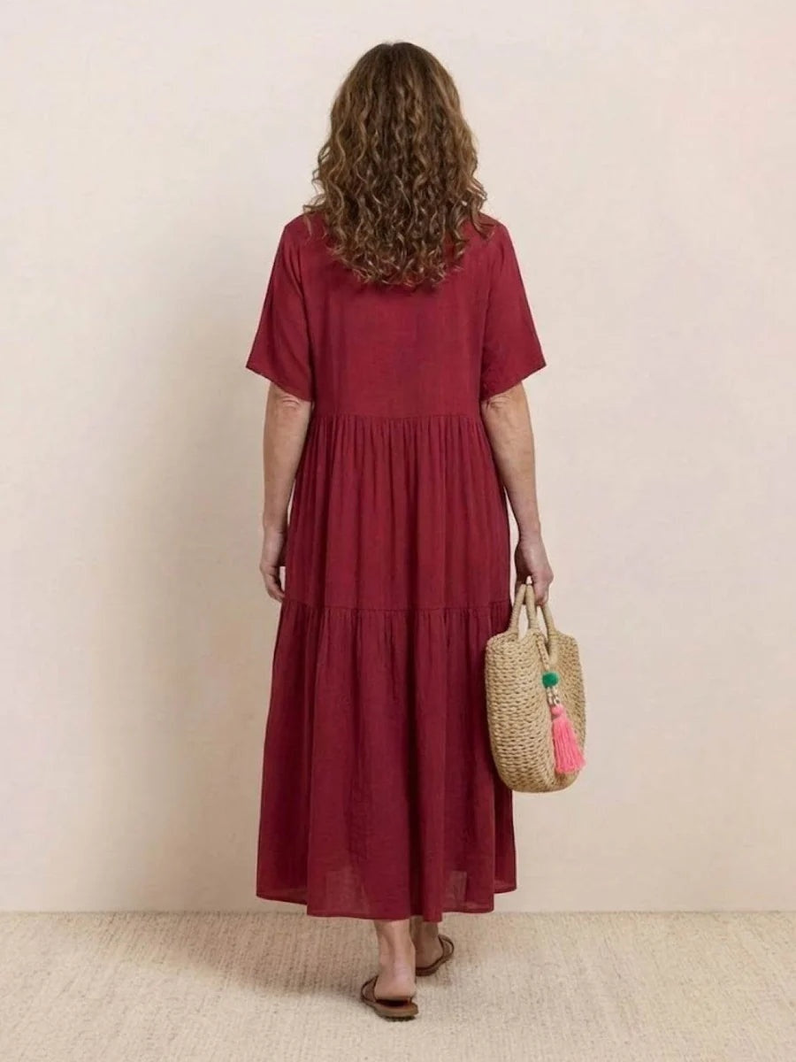 Esperanza | Vestido Largo de Fiesta Mujer Escote V Volantes