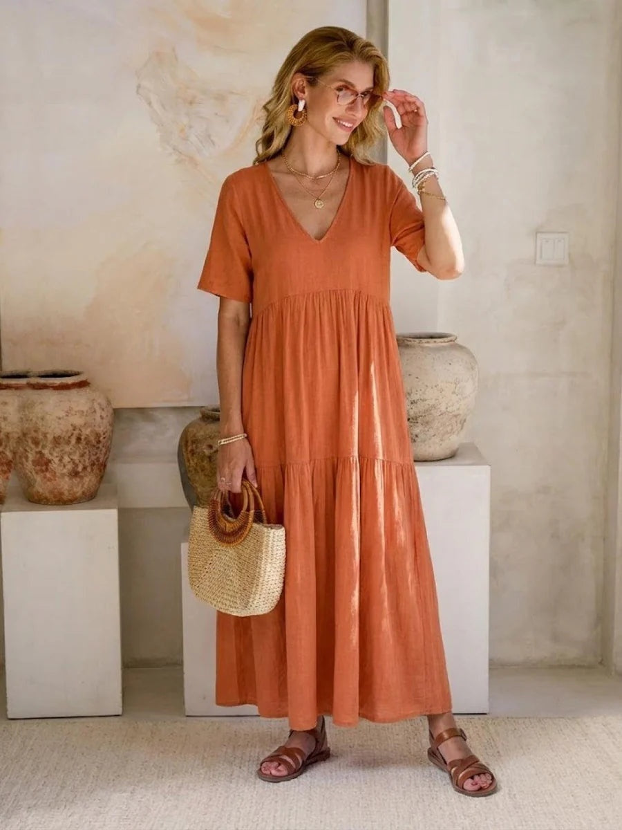Esperanza | Vestido Largo de Fiesta Mujer Escote V Volantes