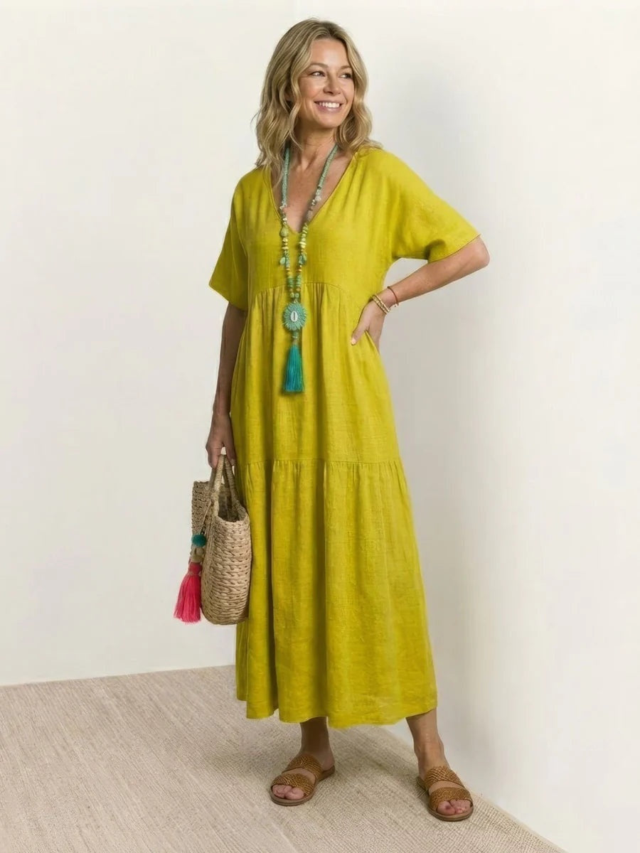 Esperanza | Vestido Largo de Fiesta Mujer Escote V Volantes