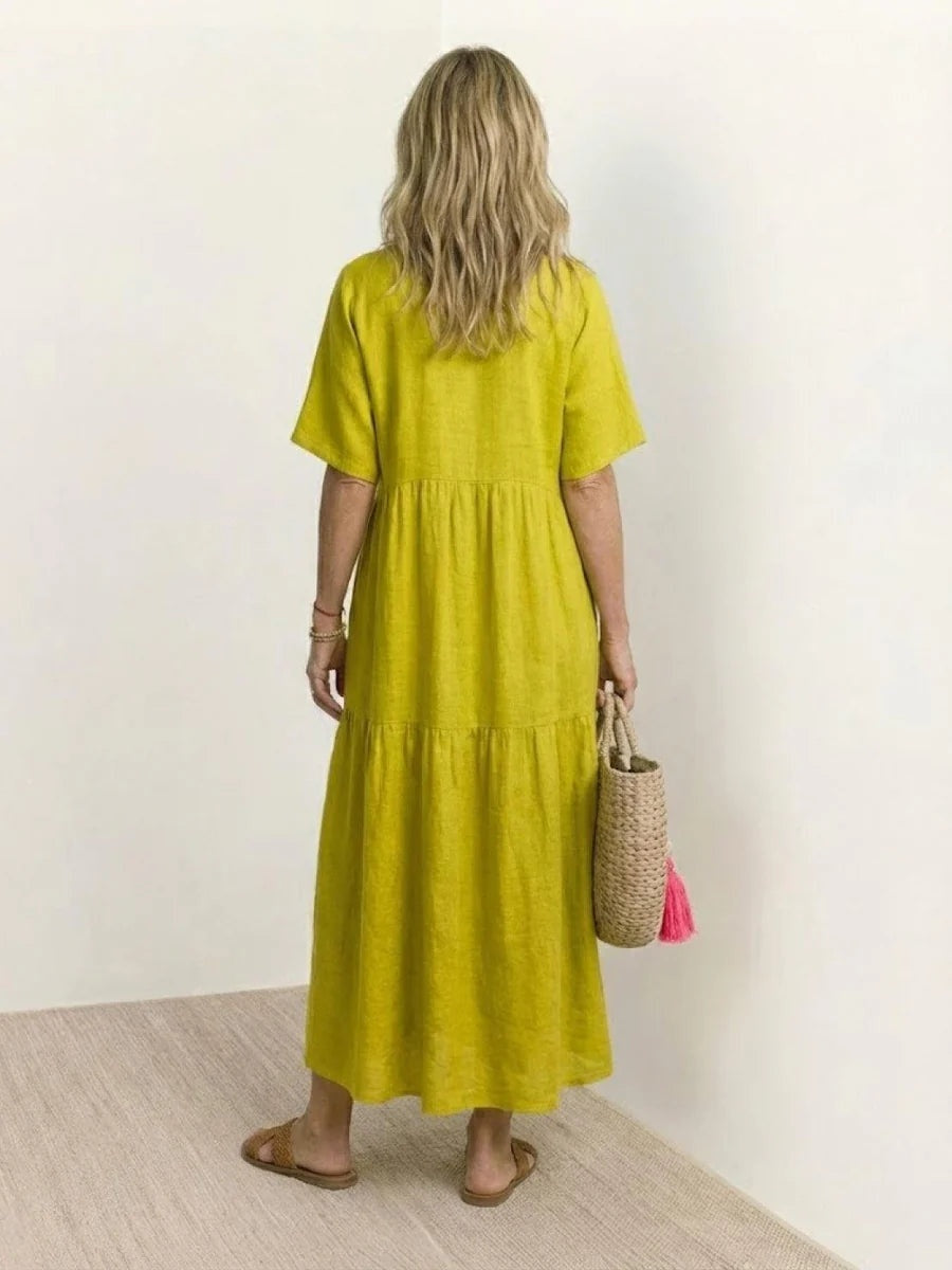 Esperanza | Vestido Largo de Fiesta Mujer Escote V Volantes