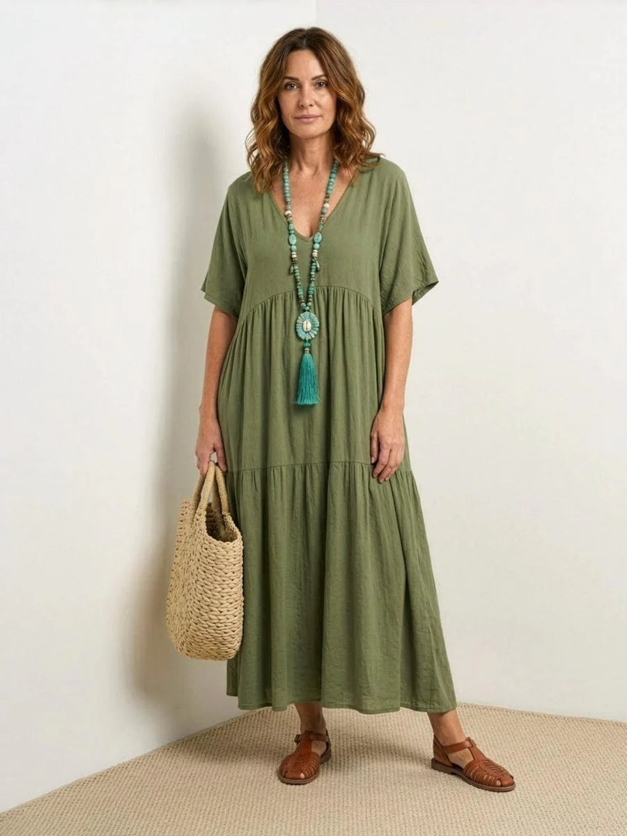 Esperanza | Vestido Largo de Fiesta Mujer Escote V Volantes