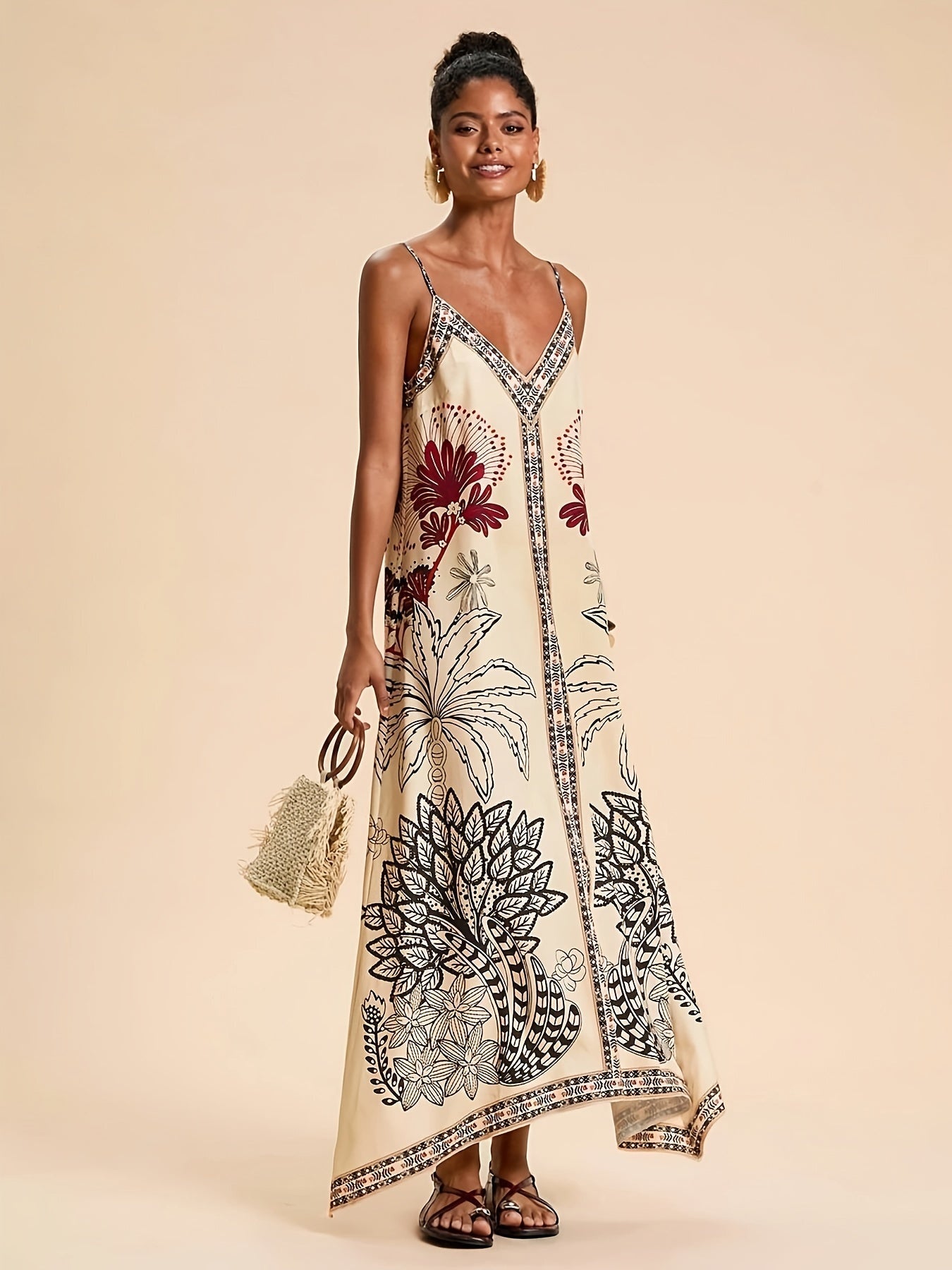 Maite | Vestido Largo de Verano Boho Estampado Tropical Mujer Tirantes
