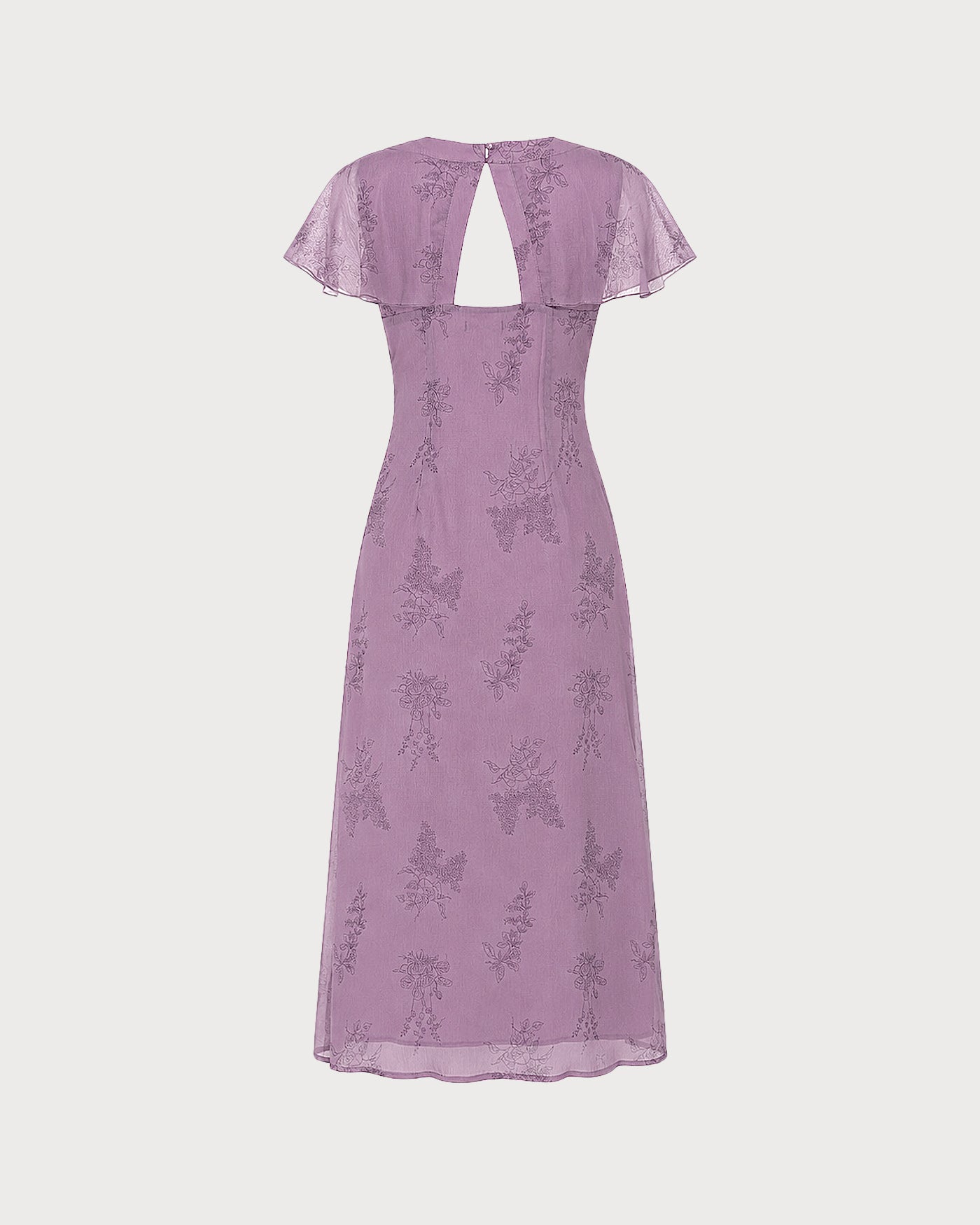 Alba | Vestido Midi Floral Malva Mujer Escote V Manga Mariposa